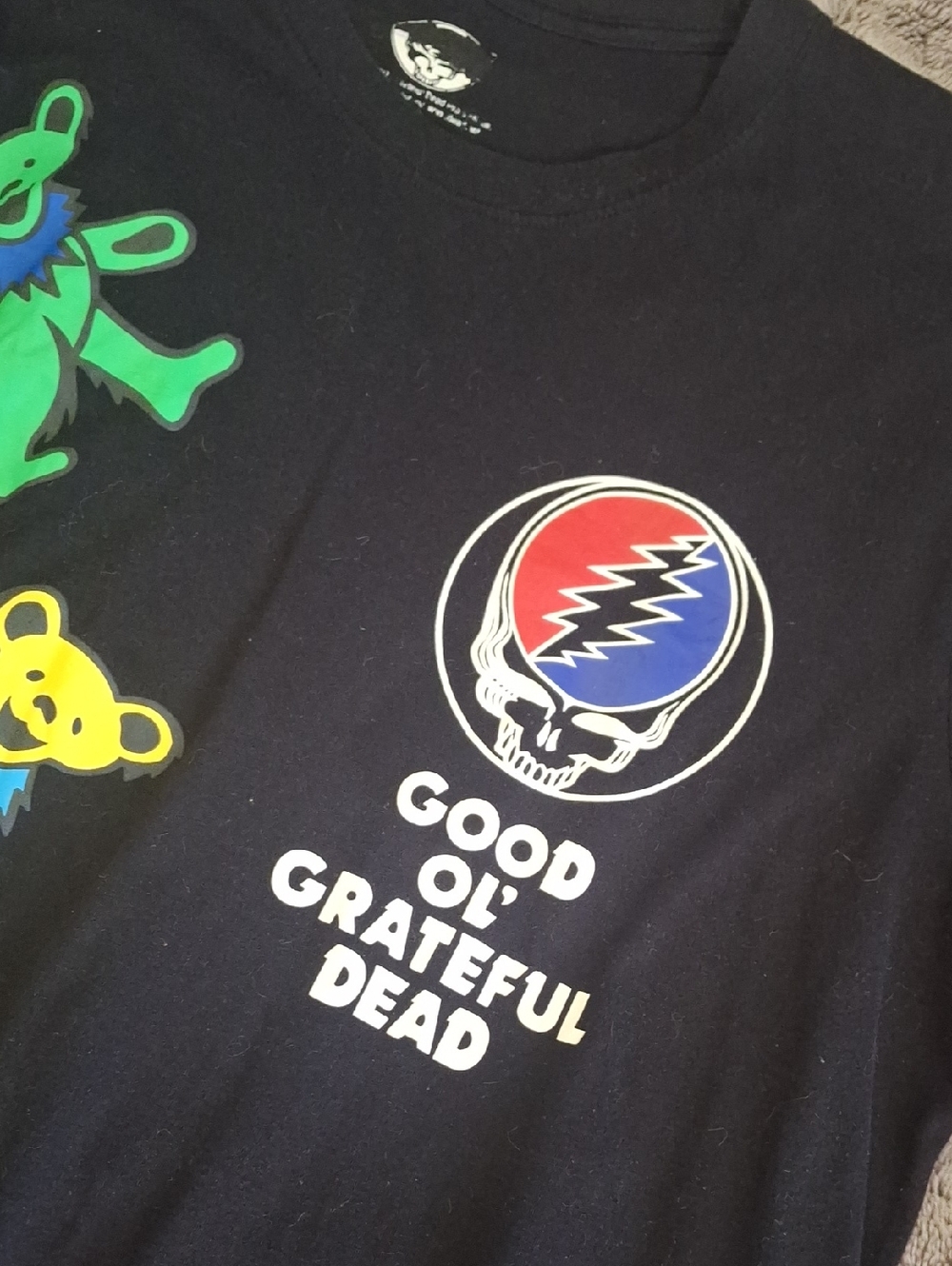 Grateful Dead Black Long Sleeve Tee with Dancing Bears - Picture 2 of 4